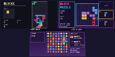 Screenshots of Falling Blocks, Block Puzzle and Sweet Match